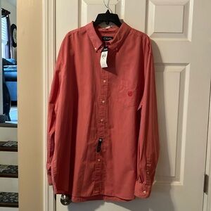 Chaps Pink Casual Button Down Shirt with Long Sleeves